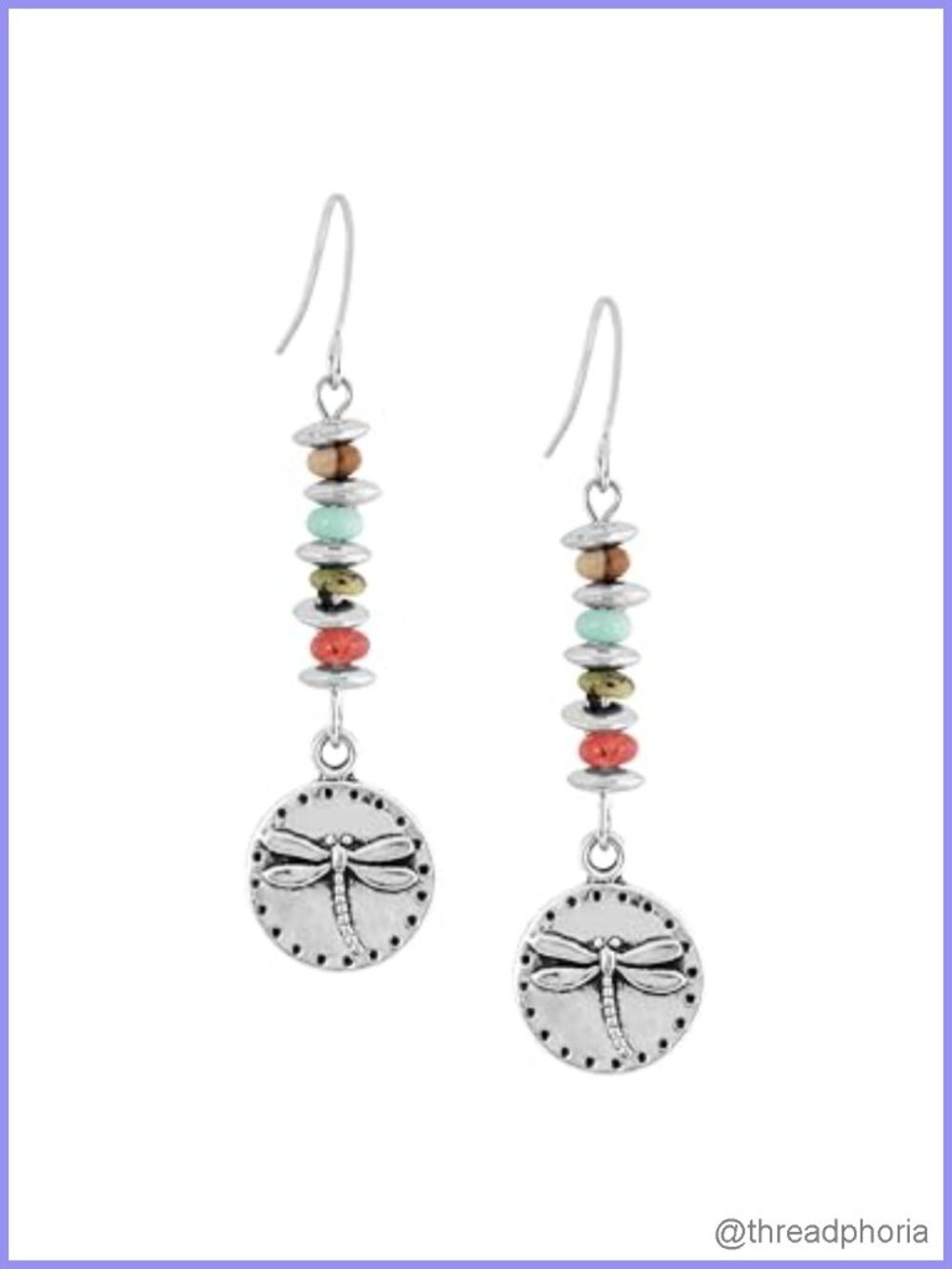 Handmade Boho Dangle Earrings, Copper Hoop with Turquoise Beads, Lightweight